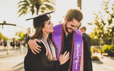 Couple Of Happy College Students Graduated